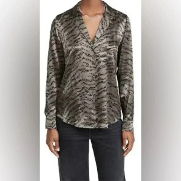 Rails Rebel Olive Button Down Shirt Spotted Tiger Stripe Size Small - Picture 3 of 10